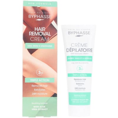Byphasse, Byphasse, Aloe Vera, Crème dépilatoire, Pour tous types de peau, Pour les jambes, 125 ml