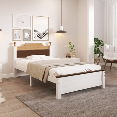 PHOEBE CAT Eenpersoonsbed - 90x200 cm - Houten bed - Met middenpoot - Jeugdbed - MDF - Wit