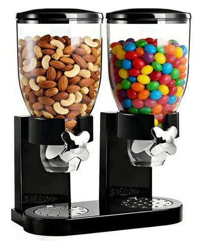 Dailygoods - Cereal Dispenser Countertop 2 l, voedseldispenser van kunststof, keramische dispenser en cornflakes dispenser, ideaal voor snoep, vershouddozen (driedelige set)