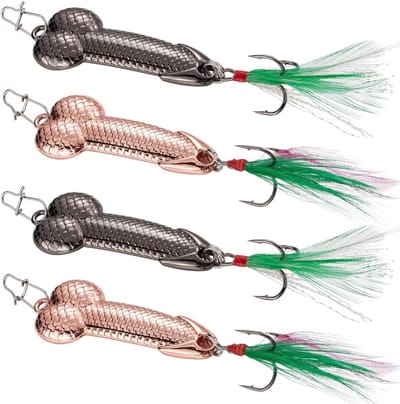 Thijox - 4 Stuks Roodgoud Zwart Metalen Vissenaas met Veer en Haak, Zee en Zoetwater Aas, 15g, Perfect voor Vissen, Hobby en Avontuur