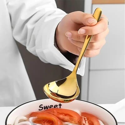 Roestvrijstalen verdikkingslepel Creatieve lange steel Potlepel Soeplepel Huiskeuken Essentiële gereedschappen goud