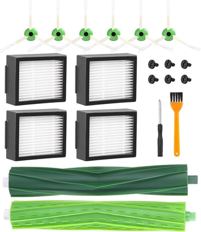 Borstel reserveonderdelen geschikt voor Roomba E & I-serie i7 i7+ i3 i3+ i4+ i6 E5 E6,Accessoires Accessoires geschikt voor roomba, 1 rubberborstels, 4 hoogwaardige filters, 6 zijborstels.(niet voor Combo j7+/j9)