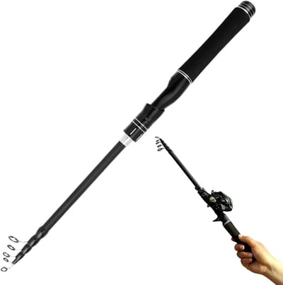 Telescopische Hengel - Uittrekbare Vishengel - Vissen in Zoetwater - Efficiënt Werpsysteem - Compact Reisformaat - Zwart