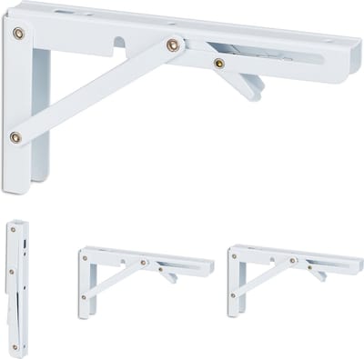 inklapbare plankdragers set van 4 - vouwdragers - metaal - 11 x 3 x 20 cm - wit