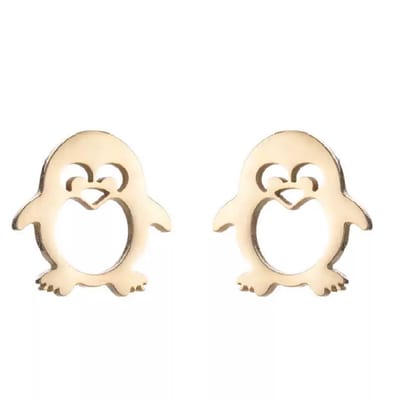 WeLoveSilver - oorstekers - goudkleurig - pinguïn design - 10mm
