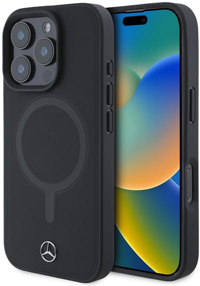 Mercedes-Benz Geschikt voor Apple iPhone 16 - Geschikt voor Mag - Plain Smooth Back Cover Hoesje - Zwart