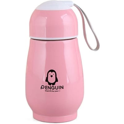 Roestvrij Staal Mini Pinguïn Thermosbeker Thermosflessen Vacuümfles Sportmok roze
