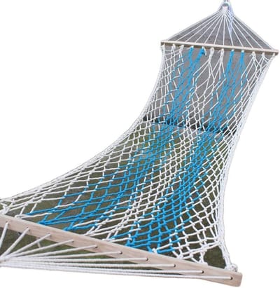 Tuin hangmat - Mesh hangmat - Buiten ontspannen - Dik katoenen touw - 200 x 80 cm - Blauw