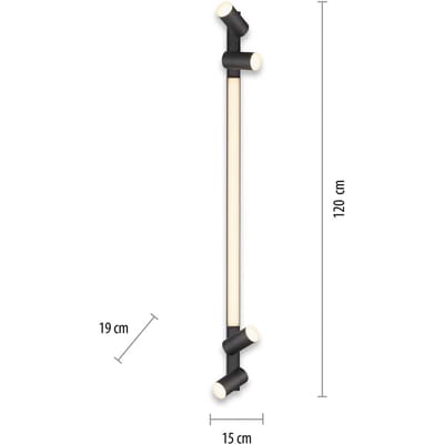 PURE LED plafondlamp Lines, 120 cm, antraciet, afstandsbediening