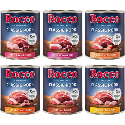 12x800g Mix (6 Smaken) Classic Pork Rocco Hondenvoer