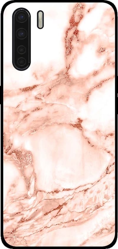 Smartphonica Telefoonhoesje voor OPPO A91 marmer look - backcover marmer hoesje - Wit Rosé Goud geschikt voor Oppo A91