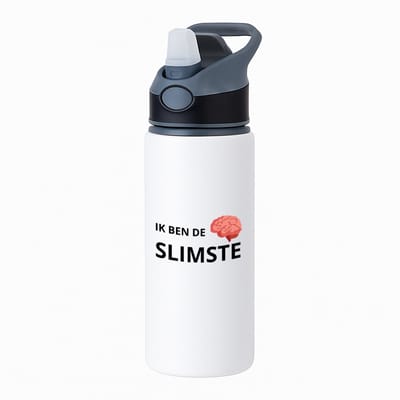 Hacebo® - ik ben de slimste waterfles met rietje zwart - Quotes - slimme mensen - de slimste - verjaardagscadeau - verjaardag - cadeau - kado - geschenk - gift - water fles - 650ML