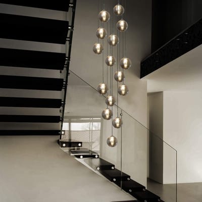 NETTLIFE Hanglamp - G9 - 15-Lichts - Rookglas - in hoogte verstelbare - eettafel hanglamp - moderne kroonluchter - woonkamer - hal - inkl. lichtbron