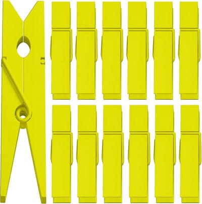 Wasknijpers Hout - Kleding Clips - Ambachtelijke Decoratie - Natuurlijk Materiaal - 50 Stuks - Geel