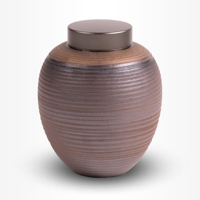 Keramische Urn Middel 1,1 liter Bruin Koperkleurig - Urn voor Menselijke As - Crematie Urn voor As Volwassenen - Dieren Urn voor As Crematie - Urn Hond - Urn Kat