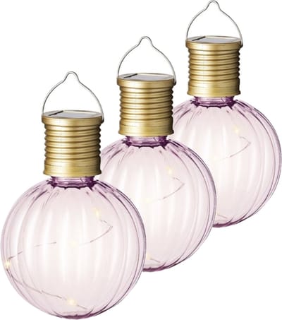 Lumineo tuin/buiten 6x stuks Led lampje/lampion solar verlichting lichtroze 11 x 8 cm- Tuinverlichting op zonne-energie