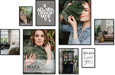 HAES DECO - Collage set XL met 8 kunststof fotolijsten zwart Easy Frame, voor 2 foto's 20x30, 4 foto's 30x40 en 2 foto's 50x70 - EFS104B