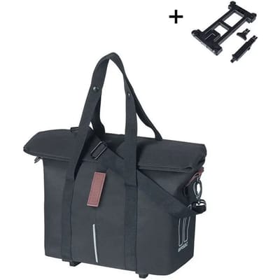 Basil City - Fietshandtas MIK-KF-hook - 8-11L - Zwart - Waterafstotend - Reflectiedetails