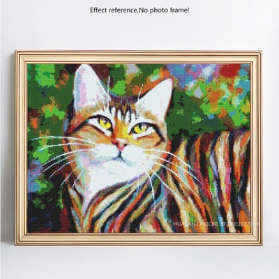 5D DIY diamant schilderij dier kat volledige ronde boor foto van strass borduurwerk 20X30 beige