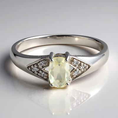 Cavill - Zilveren ring 925 Sterling met 0,43 ct Orthoklaas Madagaskar & 0,023 ct Witte Topaas - Elegant antiek slijpsel - Maat 17