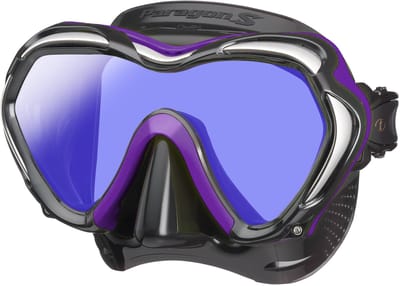 TUSA Paragon S – Premium duikmasker met single lens, hoge weerstand, CrystalView-lens met UV420 en antireflecterende behandeling, helder zicht en comfortabel draagcomfort – Zwart/Paars – M1007SQB VPA