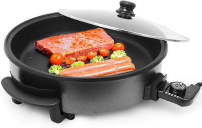 Multifunctionele Elektrische Pan 42 cm - Ideaal voor Pizza, Braden en Feestjes