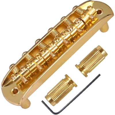 Elektrische gitaarbrug compatibel met JM-serie, gitaarstaartstuk chromen rolzadels met 2 goud