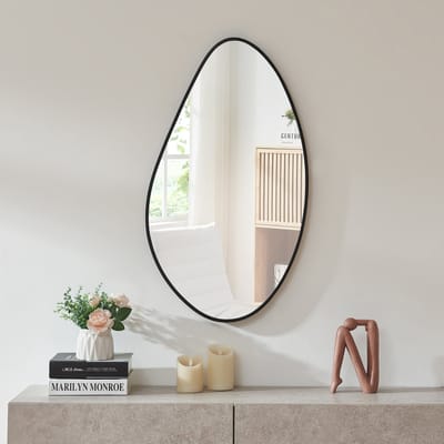Wandspiegel Orland druppelvormig 82x46 cm zwart [en.casa]