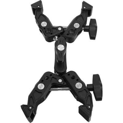 Dubbele Superklem Camera Mount Aluminiumlegering Camera Mount Balhoofdklem Adapter met 1 4 3 8 Inch Interface voor black