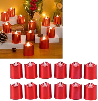 Dailygoods- LED-kaarslamp 12 stuks - vlamloos - duurzaam - warm licht - veilig - kunststof 4 x 3 cm - Theelichtjes