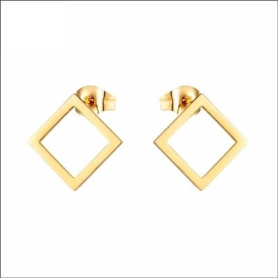 Aramat Jewels | Oorbellen | RVS Ruit Oorbellen Diverse Kleuren 8mm - Geometrische Oorstekers | Goudkleurig / 12mm | |12mm | Staal | Volwassenen | Verkleurd niet