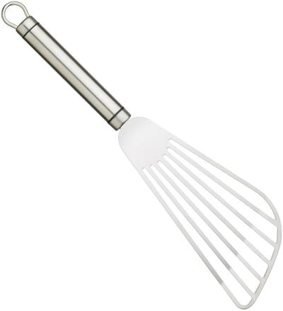 Blue Professional Visspatel met Extra Brede Kop, Ovaal Handvat en Ophanglus, Roestvrij Staal, 31 x 8 centimeter - Zilver