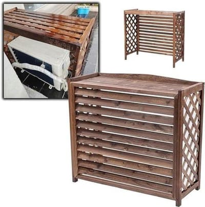 Houten Airco Afdekking - Privacyscherm Buiten - Tuin Verfraaien - Weerbestendig Sparrenhout - 85x35x75 cm - Bruin