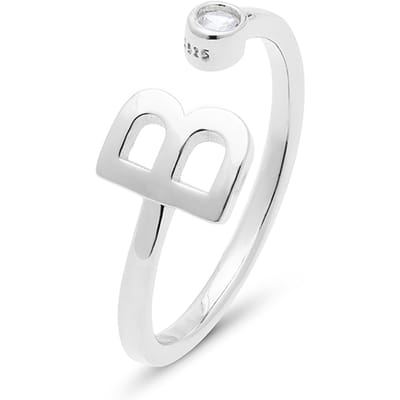 Luxenter 925 Sterling zilveren ring met gerhodineerde briljant zirkonia - Alfabet