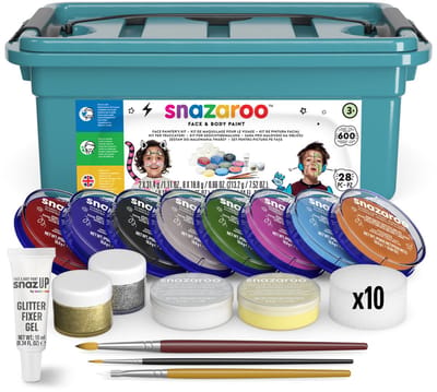 Snazaroo 1172250 Professioneel Face Painting Kit – Compleet Gezichtsschilderingsset voor Scholen, Feesten & Partijen – Huidvriendelijk, Waterbasis & Inclusief Glitter