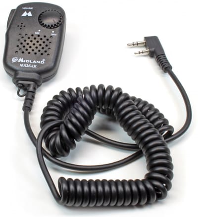 Midland MA-26LK Speakermicrofoon C515.04 Kenwood 2 pins , volumeregeling, earphone aansluiting, portofoons