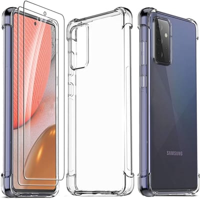 Hoesje Geschikt Voor Samsung Galaxy A72 hoesje ShockProof Backcover anti Shock Cover + 2x Glazen Screenprotector / tempered glass