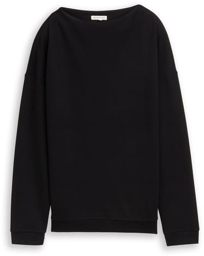 Tom Tailor - Loose fit sweatshirt met opstaande kraag - Maat XXL - deep black