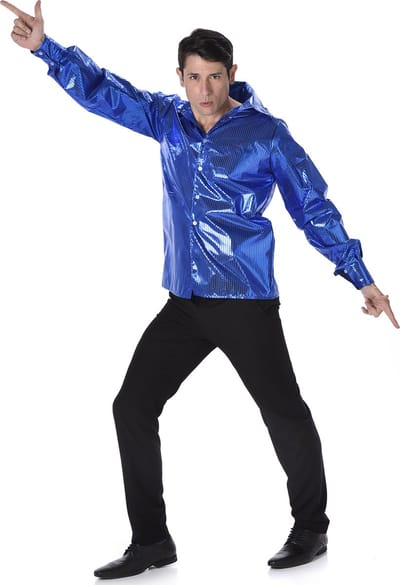 Karnival Costumes Blauw Disco Overhemd Heren Carnavalskleding Heren Foute Party Jaren 60 Jaren 70 '60 '70 Carnaval - Polyester - Maat M - Shirt