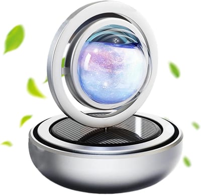 Auto Geur Diffuser - Luchtreiniger Ornament - Auto Interieur Opfrissen - Zonne-energie Aangedreven - 6 Inch Dubbele Ring - Zwart