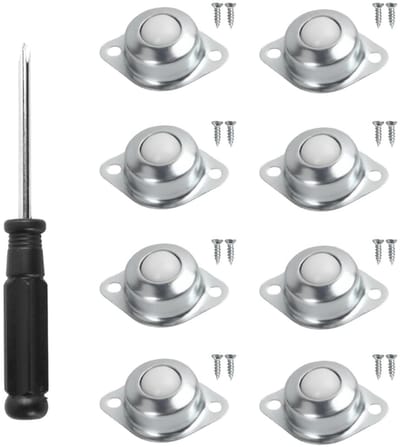 Set van 8 Nylon Ball Wheels voor Meubels met 16 Schroeven - 360° Draaibare Zwenkwielen voor Meubels en Rolstoelen