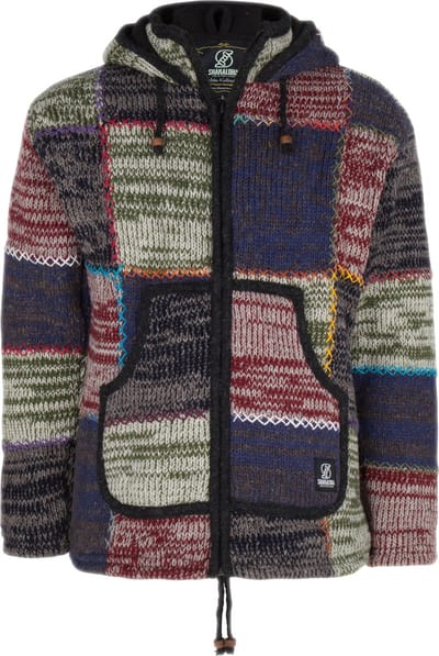 Gebreid Wollen Heren/Uni Vest van Schapenwol met Polyester Fleece voering en afneembare capuchon - SHAKALOHA - M Patch ZH FadeMulti 3XL