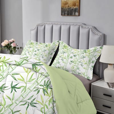 MKSS® Dekbed 240x220 - 2 Persoons 4 Seizoenen - Wasbaar - Extra Zacht -Wit met groen
