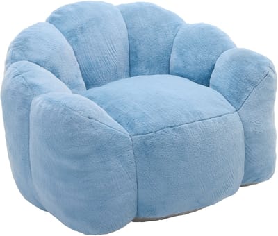 Lotusvormige compacte bank - Blauwe zitzak voor volwassenen - Comfortabele luie stoel - Zachte stof - Voor woonkamer en slaapkamer - 101x111x68 cm