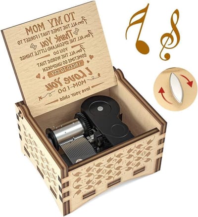 Muziekdoosje Voor Mama - Cadeau Dochter - Speciaal Cadeau Geven - Automatisch Uurwerk - Rechthoekig Hout - Wind Dochter