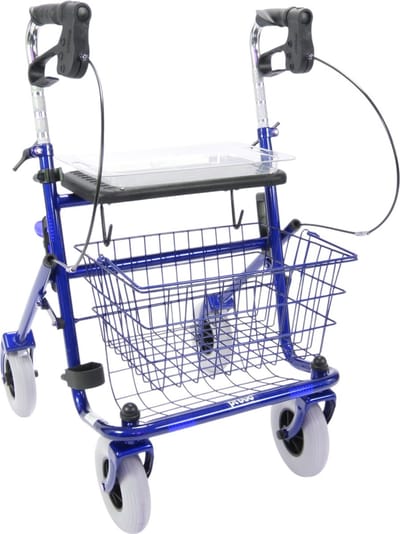 Rollator 43 cm zitbreedte - Premis Provo - Tot 120 kg - In hoogte verstelbaar - Voorzien van omgekeerde handvatten - Metallic Blauw