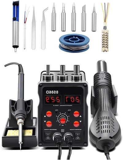 Soldeerstation Heteluchtpistool - Desoldeergereedschap Rework Station - Elektronica Reparatie - Veelzijdige Functionaliteit - 1.0 Gram - Zwart