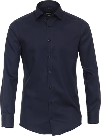 VENTI modern fit overhemd - mouwlengte 72 cm - twill - blauw - Strijkvrij - Boordmaat: 39