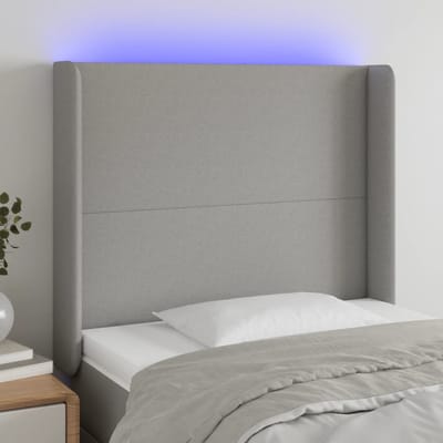vidaXL - Hoofdbord - LED - 83x16x118/128 - cm - stof - lichtgrijs