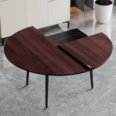 Ronde Eettafel - Klaptafel Blad - Gezellig Tafelen - Uitschuifbaar Ontwerp - 120 tot 180 cm - Bruin